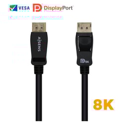 Cabo Displayport Certificado Aisens V1.4 8K@60hz - DP/M-DP/M - 2,0m - Preto - Aisens A149-0432