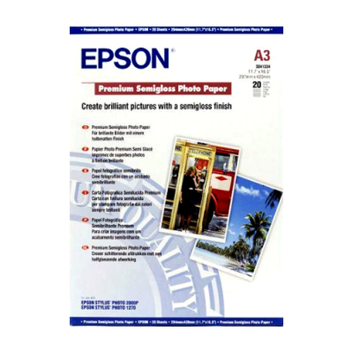 EPSON Premium semi gloss photo paper inkjet 251g/m2 A3 20 sheets 1-pack - Epson C13S041334