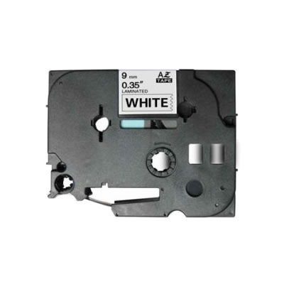 Fita laminada compatível com TZe-221. Texto preto sobre fundo branco. Largura: 9 mm. Comprimento: 8 m - TZe-221 (Compatível)