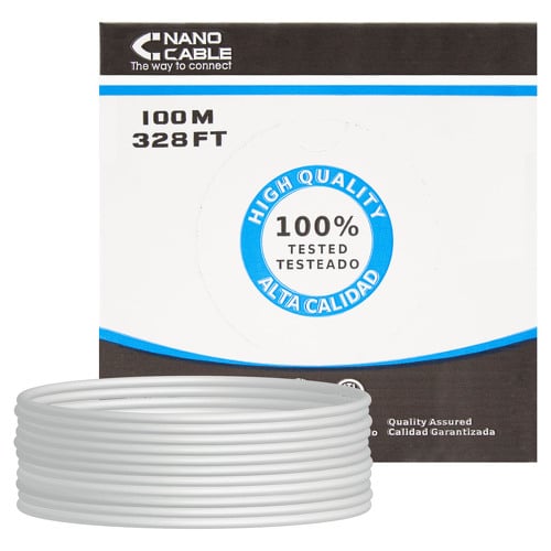 Carretel Nanocabo de Cabo de Rede Rígido RJ45 Cat.5e FTP AWG24 100m - Cor Cinza - Nanocable 10.20.0702