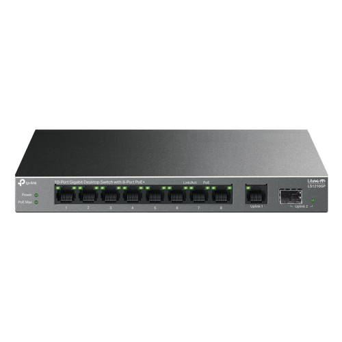 10-Port Gigabit Desktop Switch with 8-Port PoE+ - TP-Link LS1210GP