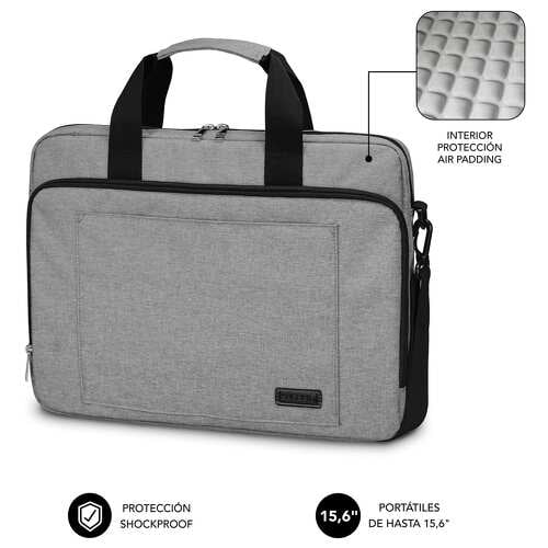 Mala para computador portátil Subblim - Design elegante para computadores portáteis até 15,6" - Sistema de proteção com almofada de ar - Duplo estribo - Compartimentos separados - Grande capacidade de armazenamento - Cor cinzenta - Subblim 234172