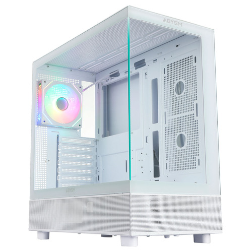 Abysm Danube Sava H400 White Tower Case ATX, ITX, Micro ATX - Vidro temperado lateral e frontal - 3,5" e 2,5" - USB-A, USB-C e áudio - 1 janela ARGB instalada - Suporta refrigeração líquida - Abysm 265827
