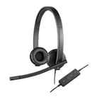Logitech H570E Auscultadores USB com microfone - Microfone dobrável - Banda para a cabeça ajustável - Auscultadores almofadados - Controlos para os auscultadores - Preto - Logitech 981-000575