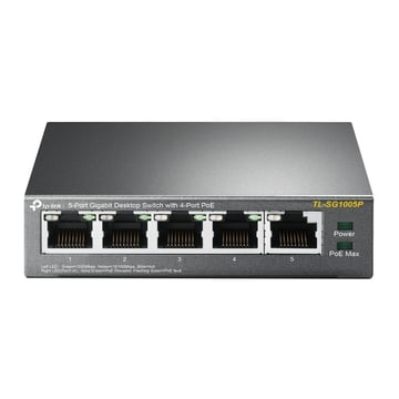 Switch TP-Link Secretária - 5 portas Gigabit com 4 portas PoE - TP-Link TL-SG1005P