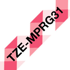 Fita laminada mate. Texto preto sobre fundo xadrez vermelho. Largura: 12mm. Comprimento: 4m - Brother TZe-MPRG31