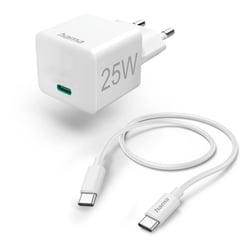 Carregador USB-C PD 25W Rápido Cabo 1,5m Branco - Hama HAM201624