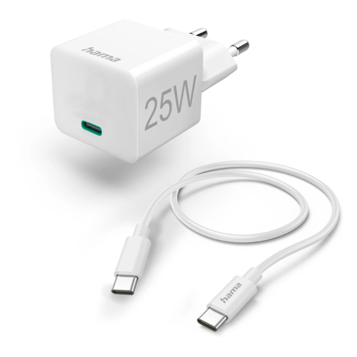 Carregador USB-C PD 25W Rápido Cabo 1,5m Branco - Hama HAM201624