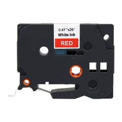 Fita de etiquetas laminadas genéricas Brother TZe435 - Texto branco sobre fundo vermelho - Largura 12 mm x 8 metros - BR-TZE435