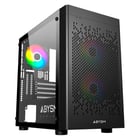 Caixa ITX Tower Abysm Danube Inva MX202, micro ATX - Lado de vidro temperado - 3,5" e 2,5" - USB-A, USB-C e áudio - 3 ventoinhas ARGB instaladas - Suporta arrefecimento líquido - Abysm 229687