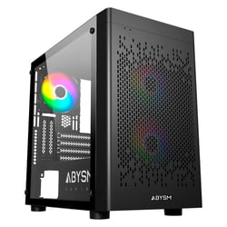 Caixa ITX Tower Abysm Danube Inva MX202, micro ATX - Lado de vidro temperado - 3,5" e 2,5" - USB-A, USB-C e áudio - 3 ventoinhas ARGB instaladas - Suporta arrefecimento líquido - Abysm 229687