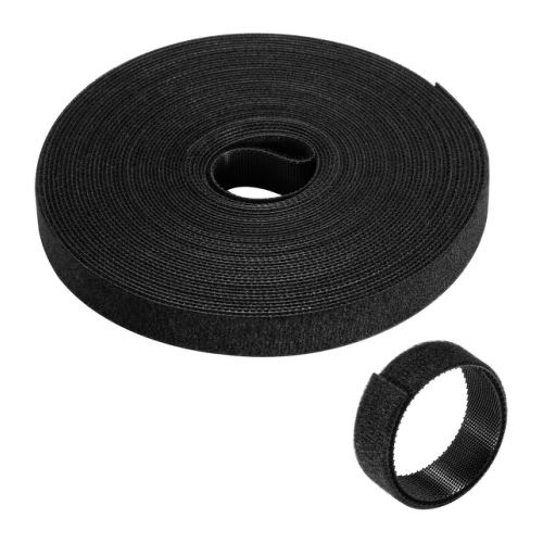 Fita organizadora de cabos em nylon com argolas e laços Ewent - Fecho de velcro - 10 m - 15 mm - Cor preta - Ewent EW1563