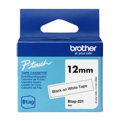 Fita Btag-231, 12mm, preto sobre branco - Brother BTAG-231
