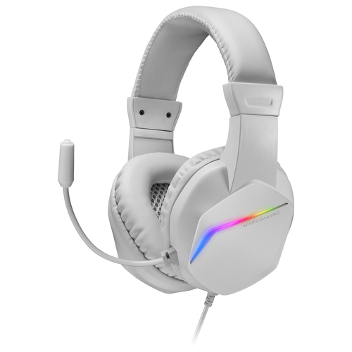 Headphones MARS GAMING MH122 FRGB +MIC, HIFI, NOISE CANCEL, UNIVERSAL COMPATIBILITY, WHITE - Mars Gaming MH122W