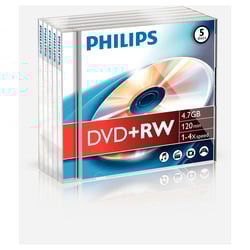 DVD+RW 4.7GB 4x Philips Jewell Case 5un - Philips PHIDW4S4J05F