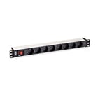 Equipar o Power Strip de Alumínio com 8 Shucks para Montagem em Rack 19" 1U - Interruptor Ligar/Desligar - Cabo de 1,80m - Equip EQ333293