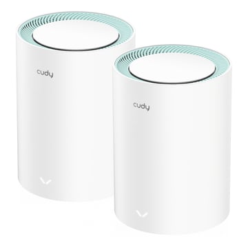 Cudy M1300 Pack of 2 AC1200 Dual Band WiFi Mesh Systems - 867Mbps a 5GHz, 300Mbps a 2.4GHz - 1x Porta LAN 1000&#47;100&#47;10Mbps, 1x Porta WAN 1000&#47;100&#47;10Mbps - 2 Antenas Internas - Cudy M1300(2-Pack)