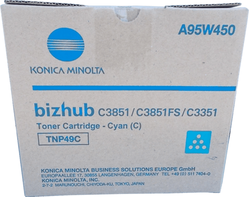 Cartucho de Toner Original Ciano Konica Minolta TNP49 - TNP49C/A95W450 - Konica Minolta A95W450