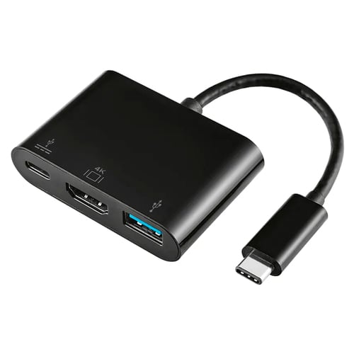 Conversor Aisens USB Type-C para HDMI/USB-C/USB 3.0 Tipo A - 3 em 1 - 15cm - Preto - Aisens A109-0342