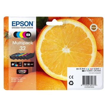 Epson T3337 (33) Pacote com 5 cartuchos de tinta originais - C13T33374011 - Epson C13T33374011