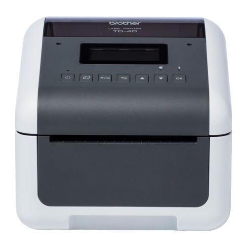 Impressora de etiquetas e talões de tecnologia térmica direta para uso comercial com placa de rede, WiFi e Bluetooth e uma resolução de 300 ppp - Brother TD-4550DNWB