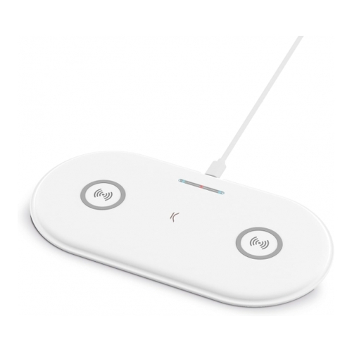 Ksix Base de Carga Inalambrica 2en1 15 W - Carga Rapida - Tecnología Qi - Compatible Movil y Auriculares Inalambricos - Color Blanco - Ksix 271487