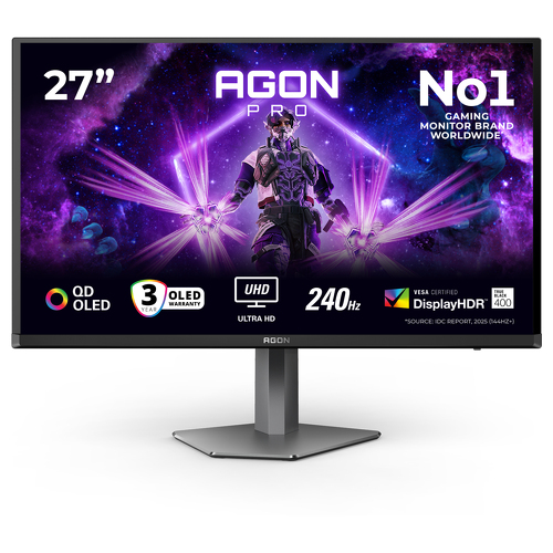 AOC Monitor OLED de 27 polegadas, 16:9, 4K UHD, 0,03 ms, 240 Hz, HDMI, USB, altifalantes incluídos, AG276UZD - AOC AG276UZD