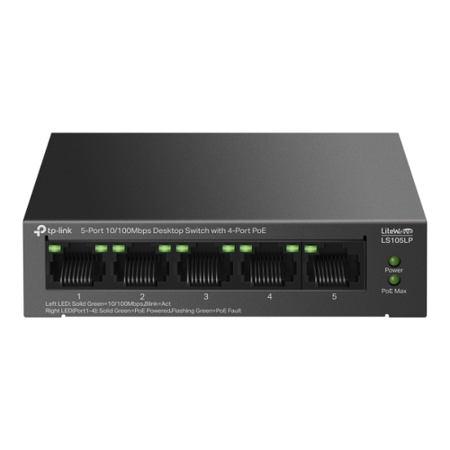 TP-LINK SWITCH 5-PORT 10/100 MBPS DESKTOP WITH 4-PORT POE - TP-Link LS105LP