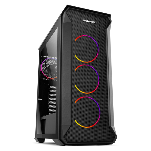 Caixa NOX Hummer Quantum RGB Full Tempered Glass Black ATX - Nox NXHUMMERQUANTUM