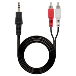 Cabo de áudio estéreo nano cabo jack 3,5 mm macho para 2x RCA macho 3 m - cor preta - Nanocable 10.24.0303