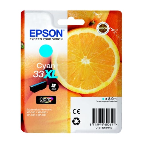 EPSON TINTEIRO AZUL 33XL CLARIA PREMIUM XP-530/630/635/830 - Epson C13T33624022