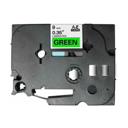 Fita para etiquetas de laminação genérica Brother TZe721 - Texto preto sobre fundo verde - Largura 9 mm x 8 metros - BR-TZE721