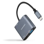 Conversor Nanocable USB-C para HDMI, VGA, USB 3.0 e USB-C PD - Comprimento do cabo 15cm - Cor cinzenta - Nanocable 10.16.4304