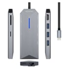 Estação de ancoragem Aisens USB-C 8 em 1 - USB-C para 1xHDMI - 1xRJ45 - 3xUSB - 1xPD - 1xSD - 1xMICRO SD - 15 cm - Cor cinzenta - Aisens ASUC-8P004-GR