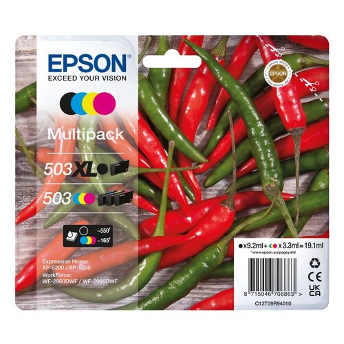 Epson 503XL/503 Pacote de 4 cartuchos de tinta original - C13T09R94010 - Epson C13T09R94010