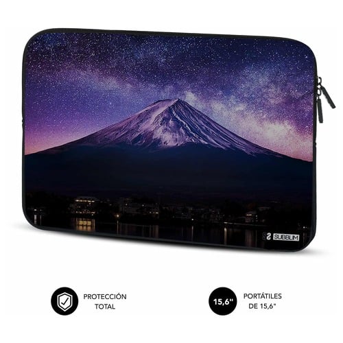 Capa de neoprene para portátil Subblim Trendy 15,6" - Espessura 3Mm - Resistente aos choques - Design de montanha - Preto - Subblim 234302