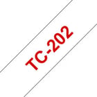Fita laminada. Texto vermelho sobre fundo branco. Largura: 12 mm. Comprimento: 7,7 m - Brother TC202