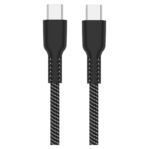 Cabo USB 2.0 Tipo C, tipo C para C M/M, AWG24, PD 100W, DATA 480Mbps, Fabric, preto&branco, 2m, retail box - Ewent EC1092