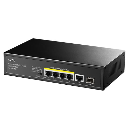 Switch Gigabit PoE+ de 5 portas com 1 ranhura SFP - Cudy GS1005P