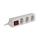 Bloco 3 Tomadas + Interruptor Cabo 3mts - Perel VELEB3S-3-G