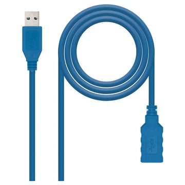 Cabo Nanocabo USB-A 3.0 Macho para USB-A Fêmea 2m - Cor Azul - Nanocable 10.01.0902-BL