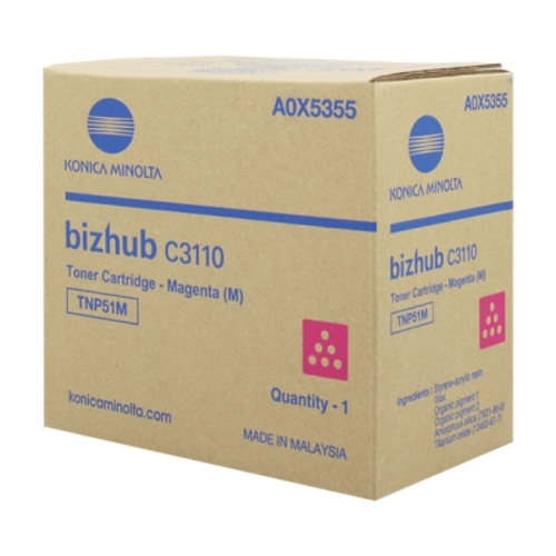 Cartucho de Toner Konica Minolta TNP51 Magenta Original - TNP51M/A0X5355 - Konica Minolta TNP51M
