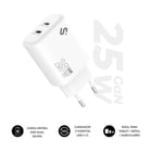Carregador de parede Subblim GaN 25W - 2xUSB-C - Carregamento rápido - Branco - Cor branca - Subblim SUBCHG-6G2520