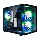 Caixa Mini Torre Coolbox GM100 Vision Micro ATX, Mini-ITX - Vidro temperado à frente e ao lado - Tamanho do disco rígido de 2,5" - USB-A 3.0 e áudio - 3 ventoinhas ARGB de 120 mm - Arrefecimento líquido - Suporta arrefecimento líquido - Coolbox 303622