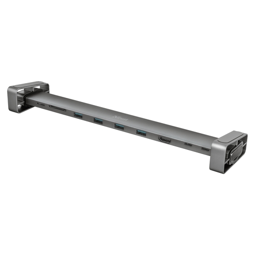 Estação de ancoragem Trust Dalyx USB-C 10 em 1 - HDMI Ultra HD 4K - Lan Gigabit RJ45 - USB-C PD até 60W - 4x USB-A 3.2 Gen 1 até 5Gbps - Leitor de cartões SD/MicroSD - Trust 23417