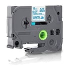 Fita Têxtil compatível com TZe-FA3C. Texto azul sobre fundo branco. Largura: 12 mm. Comprimento: 3 m - TZe-FA3C (Compatível)