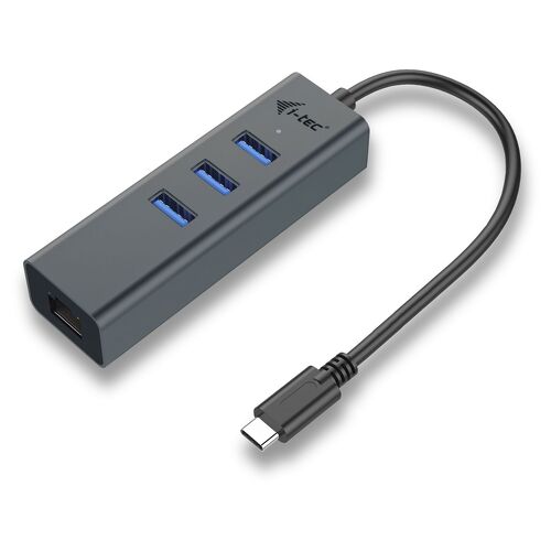 Hub i-tec USB-C 3 portas + Adaptador Gigabit Ethernet - Metal - i-tec C31METALG3HUB
