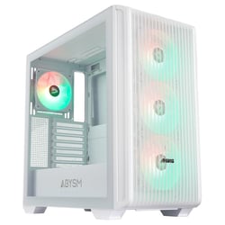 Abysm Danube Kamp BX300 White Tower Case ATX, ITX, Micro ATX - Lado de vidro temperado - 3,5" e 2,5" - USB-A, USB-C e áudio - 4 aberturas ARGB instaladas - Suporta refrigeração líquida - Abysm 265837