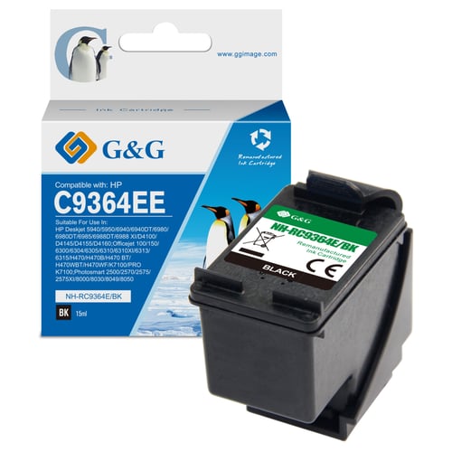 G&G HP 337 Preto Cartucho de Tinta Compatível, 15 ml - Tinteiro Compatível C9364EE