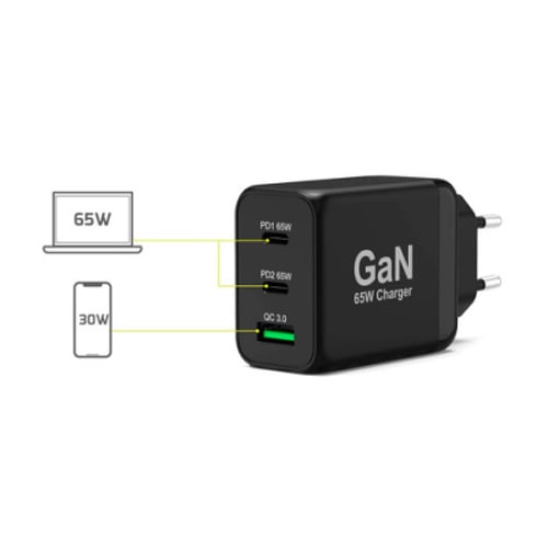 PORT CARREGADOR 65W GAN (NITRETO GALIO) INCLUI CABO USB-C - Port 900106-EU